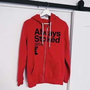 Dutch Bros Zip Up Red Sweater